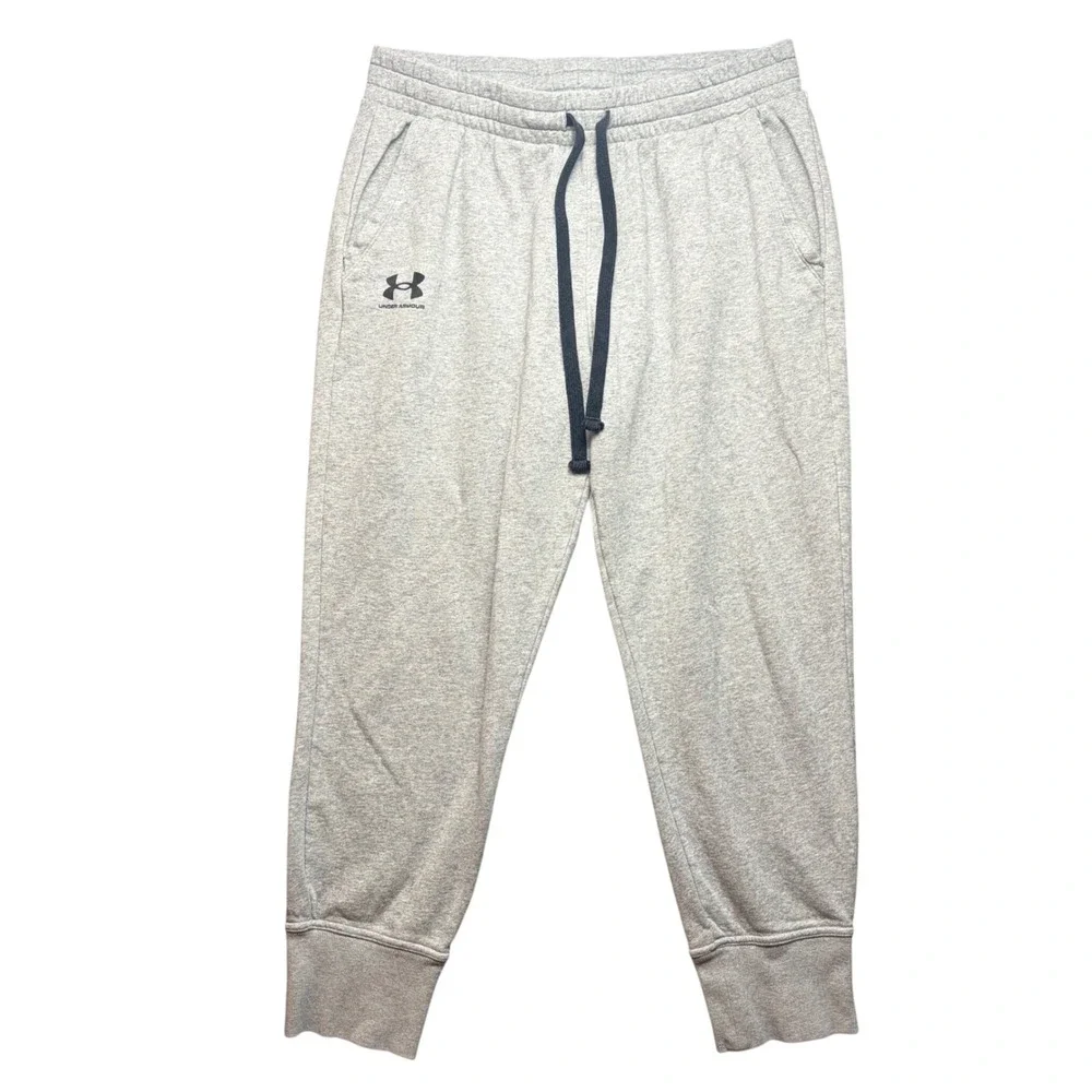 Under Armour Jogger Pants Men XL Gray Cotton Blend Loose Fit Drawstring Pockets